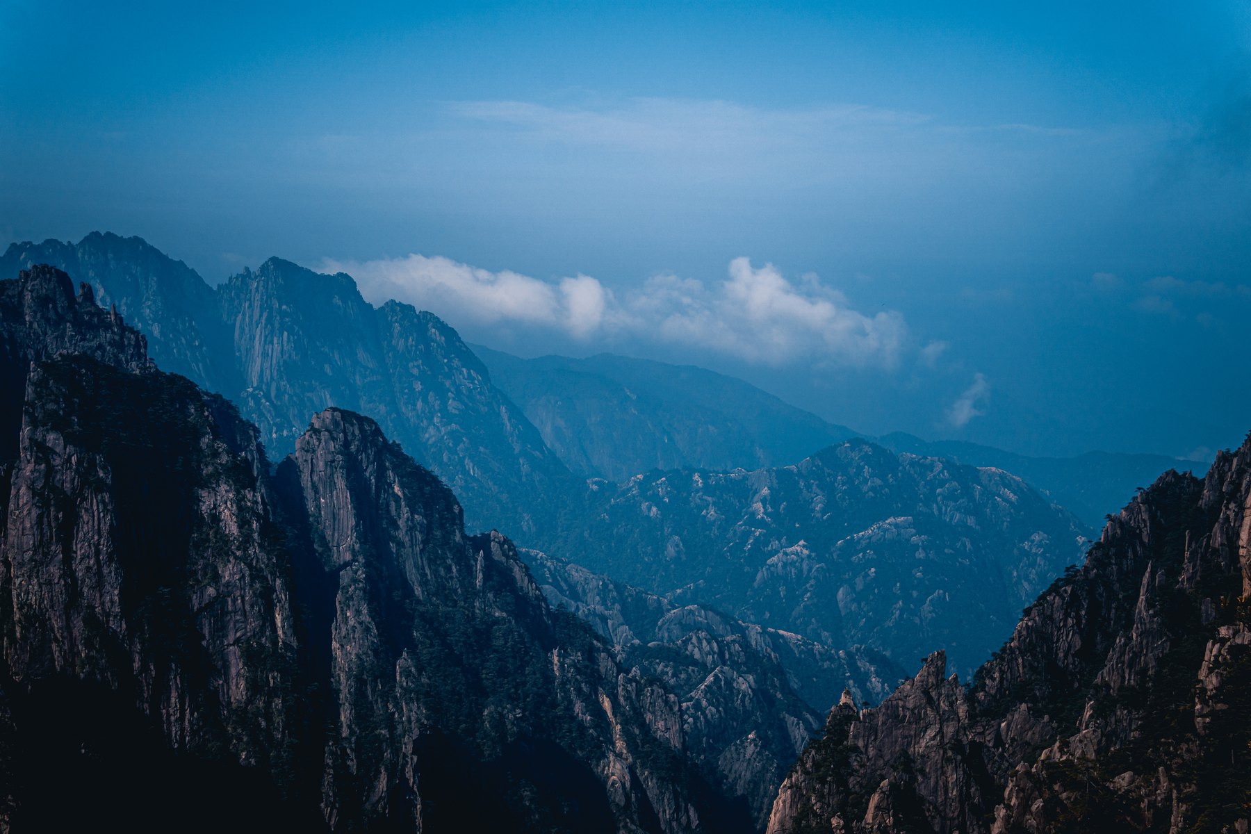 黄山群峰与云海实景